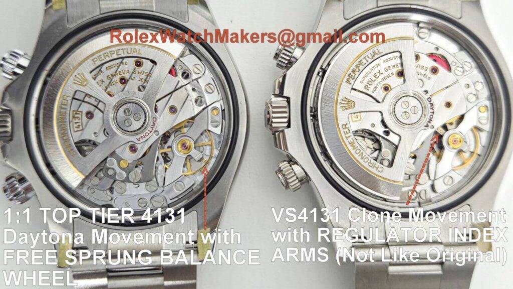 rolex 4131 free sprung movement vs regulator index movement